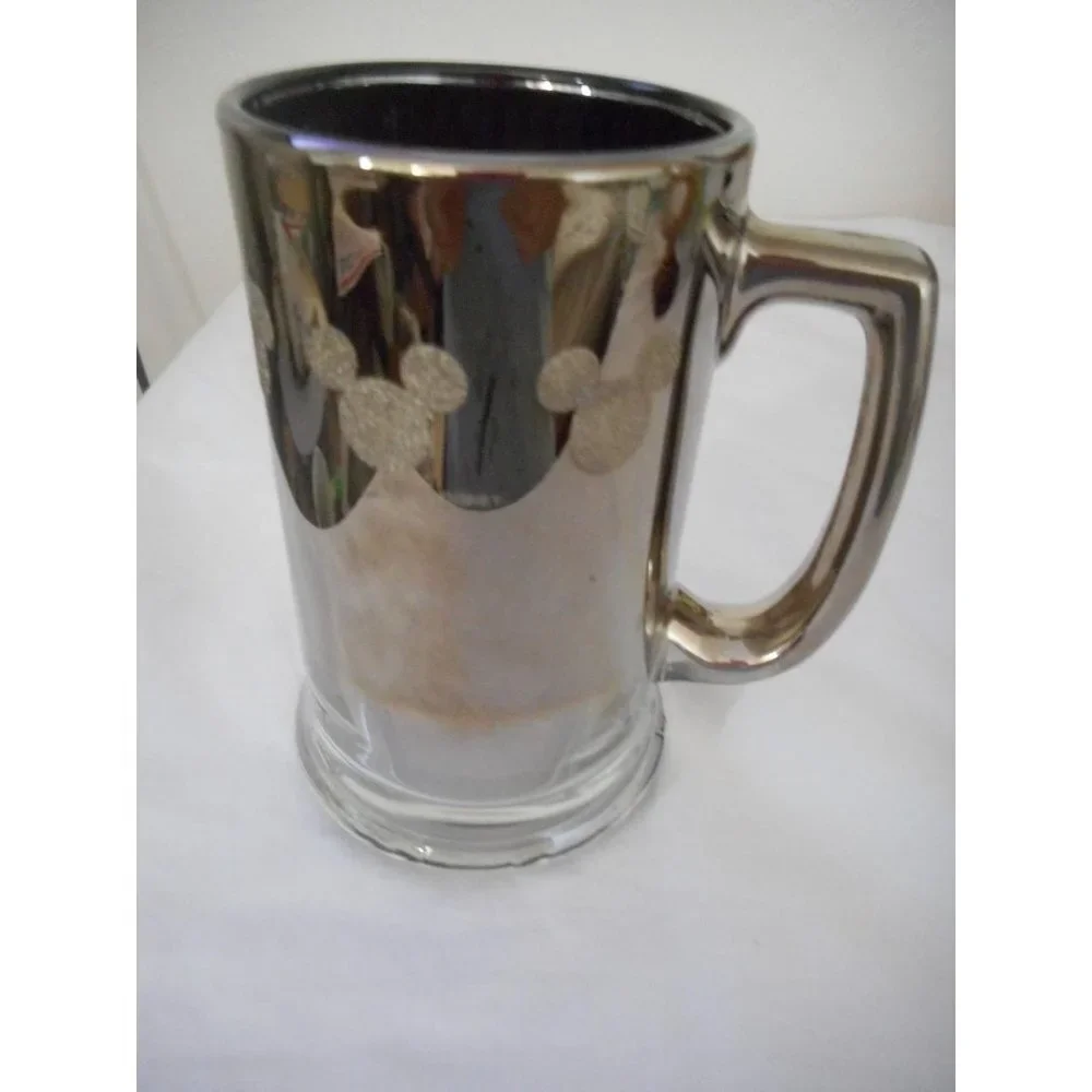 Walt Disney Mickey Mouse Silver Clear Glass Mug Cup Root Beer Stein - Picture 4 of 8